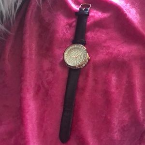 Traci Lynn Black Bling Watch Brand New